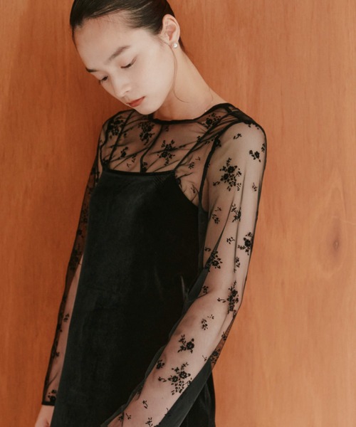 kaene（カエン） ドレス フロッキーベロア2wayドレス「結婚式 二次会