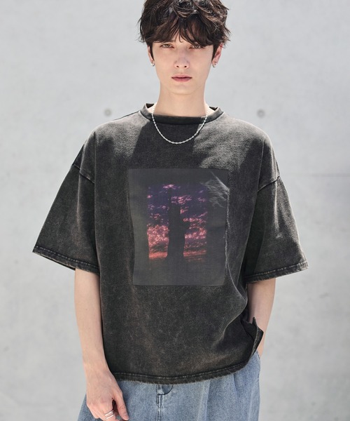 tシャツ ヴィンテージ加工ピグメントグラフィックTシャツ メンズ