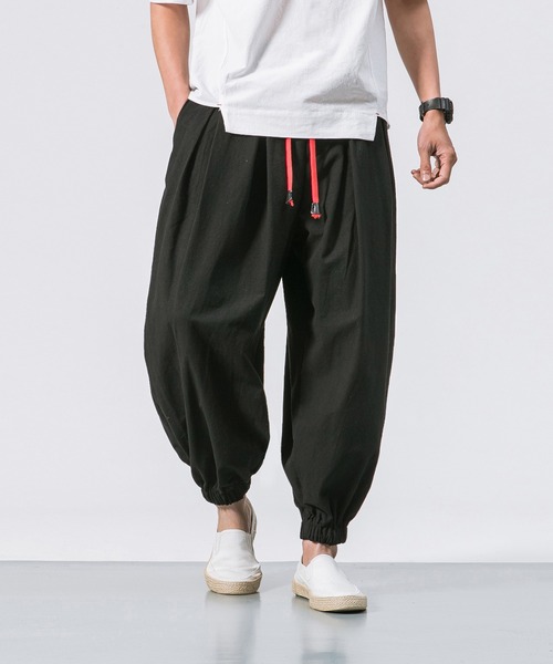 Cloudstyle パンツ 「Cloudstyle」メンズ9分丈綿麻無地サルエルパンツ