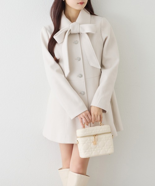 one after another NICE CLAUP ステンカラーコート コート リボン