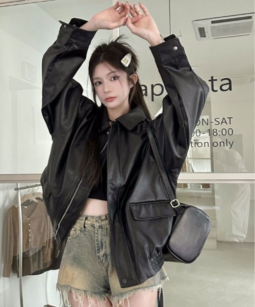 WindArmor アメリカ製本革 00s ライダースジャケット ブラック 短丈