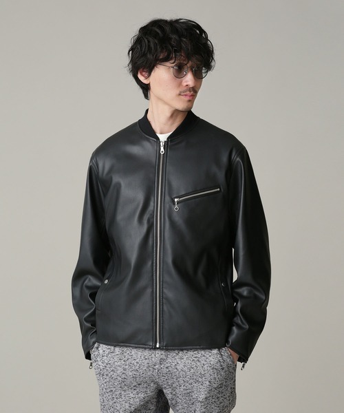 NANO universe（ナノ・ユニバース） レザージャケット S ブラック