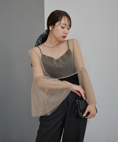 Leja（レジャ） ドレス 「LEJA」シアーチュールベルスリーブペイントI