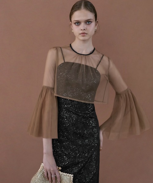 Leja（レジャ） ドレス 「LEJA」シアーチュールベルスリーブペイントI