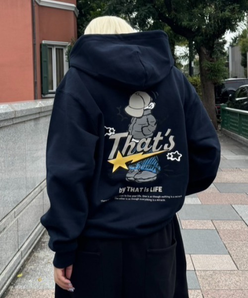 ザッツライフネイビージップアップパーカー ロゴ刺繍 ザッツライフ