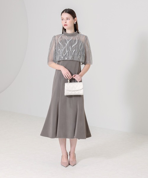 Leja（レジャ） ドレス 「LEJA」ケープ風スパンコール刺繍ボレロ