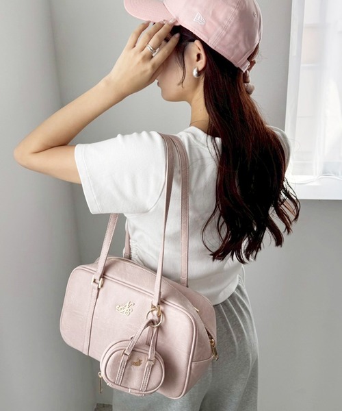 one after another NICE CLAUP ボストンバッグ ミニバッグチャーム付き