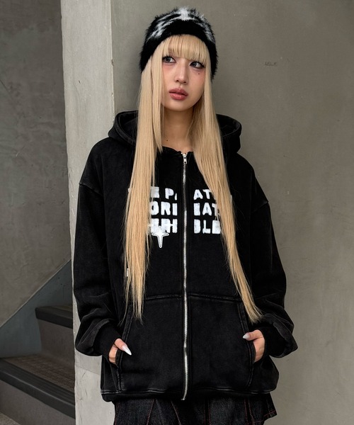 パーカー エイジドロゴビッグZIPパーカー レディース メンズ