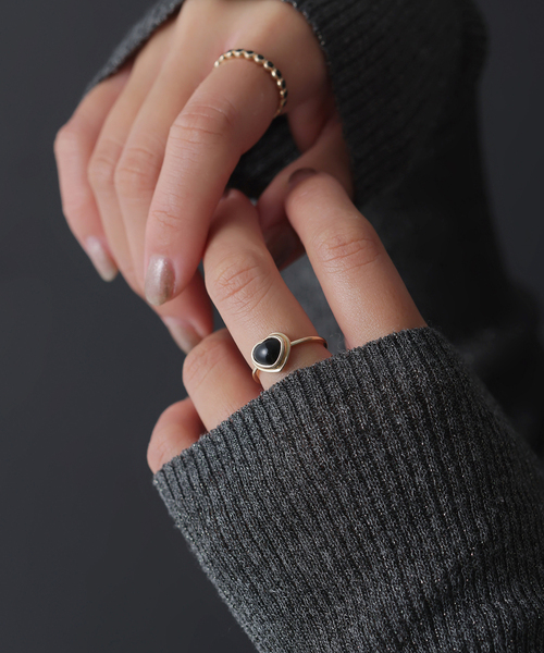 Lilas 指輪 リング ハートカボションオニキスリング K10 レディース