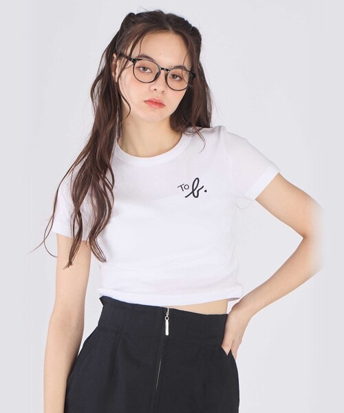 To b. by agnes tシャツ ”To b.”ロゴ コットン 半袖 クロップド T