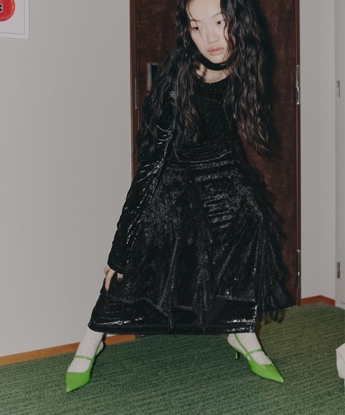 ANDRESD ドレス スパークルレースベロアドレス / sparkle lace velour