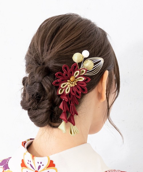 SOUBIEN（創美苑） くすみカラーのつまみ細工髪飾り レディース