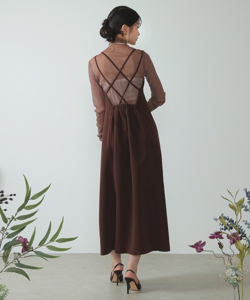 Kana ドレス ラメ シアー トップス 花柄ワンピ 2点セット パーティー