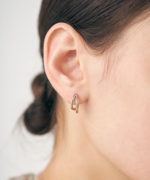 ete（エテ） ピアス ダブルライン バイカラー ハグピアス レディース