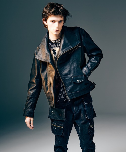 glamb（グラム） 革ジャン ライダース High Neck Leather Jacket