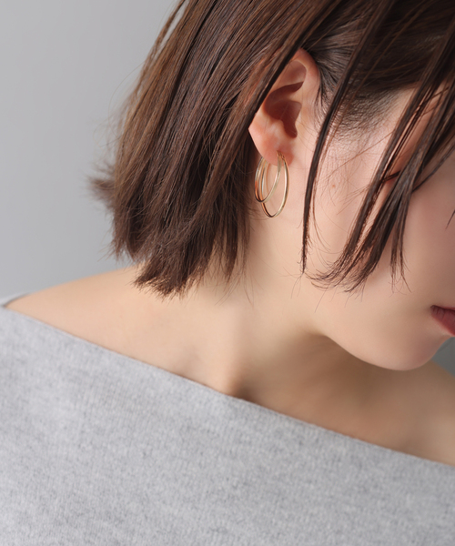 Lilas ピアス 30mm2ラインフープピアス K10（両耳） レディース