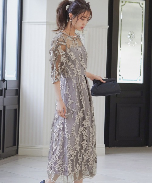 niana（ニアナ） ドレス 刺繍レース バックリボン パーティードレス