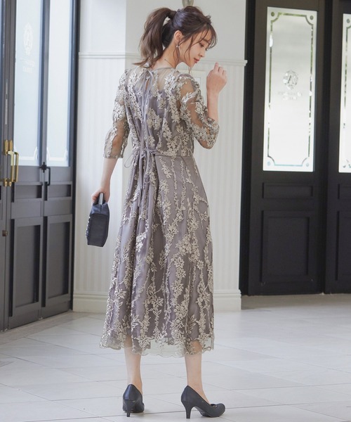 niana（ニアナ） ドレス 刺繍レース バックリボン パーティードレス