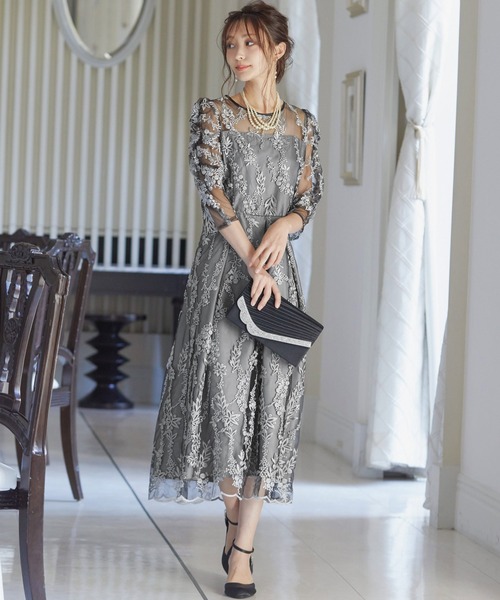 niana（ニアナ） ドレス 刺繍レース バックリボン パーティードレス