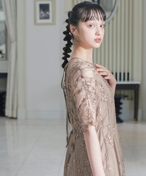 niana（ニアナ） ドレス 刺繍レース バックリボン パーティードレス