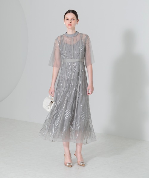 Leja（レジャ） ドレス 「LEJA」スパンコール刺繍レースプチハイネック