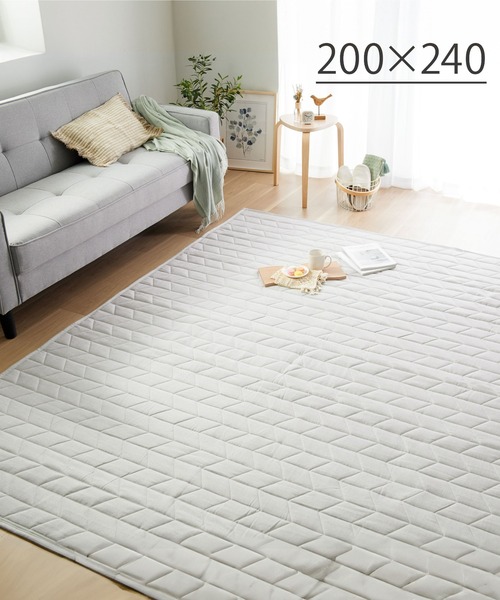 iellio ラグ ラグマット はっ水麻風キルトラグ / L 200×240 : ZOZOTOWN