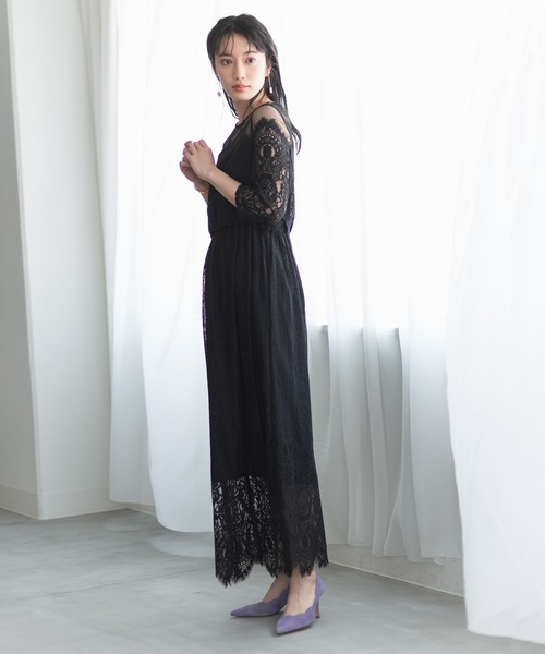 ADAM ET ROPE'（アダムエロペ） ワンピース チュールパネルレース