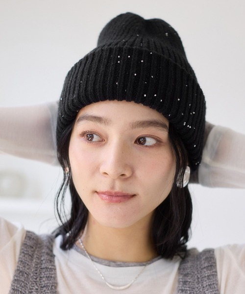 VIS（ビス） ニット帽 ニットキャップ スパンコールラメニット帽