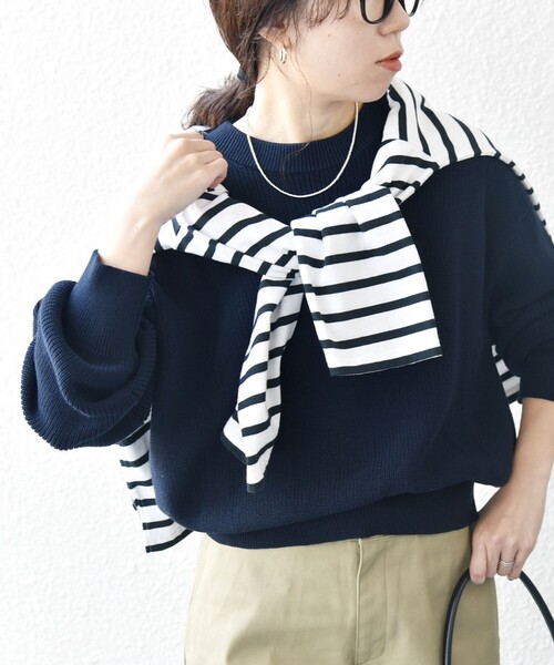 SHIPS any ニット セーター any:「手洗い可能」アゼ コンパクト クルー