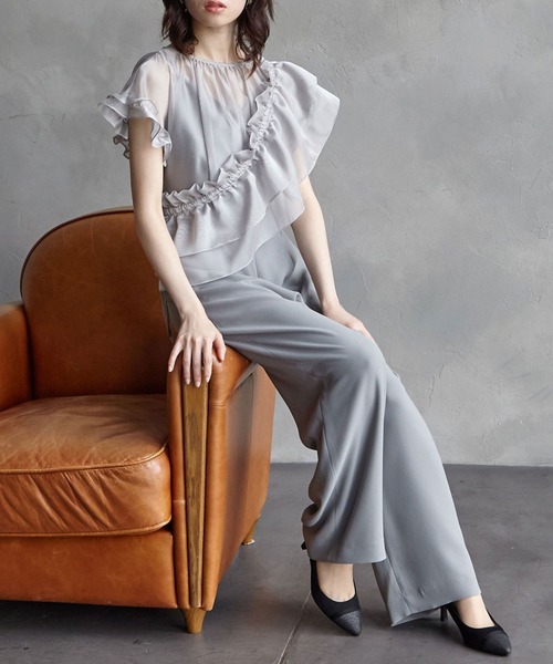 AIMER（エメ） パンツドレス フリルサッシュ付きマルチWAY