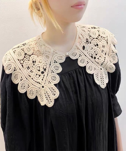 DAY CLOSET つけ襟 付け襟 レディース クロシェ編みビッグカラー付け襟