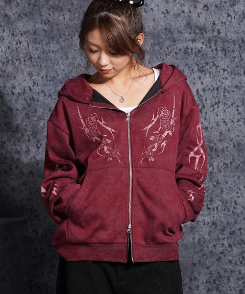 パーカー トライバル×薔薇 Wジップパーカー / Tribal × Rose Double