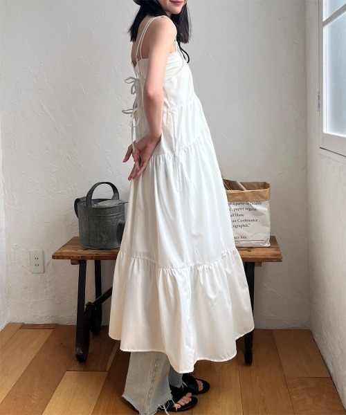 ワンピース バックリボン ティアードキャミワンピース : ZOZOTOWN