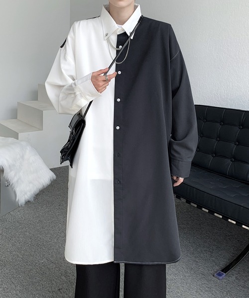 シャツ 「FVLMEN」chain neck crazy long shirt/チェーンネック