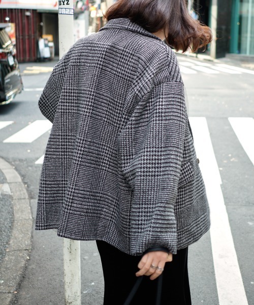 ジャケット テーラードジャケット グレンチェック ダブルジャケット