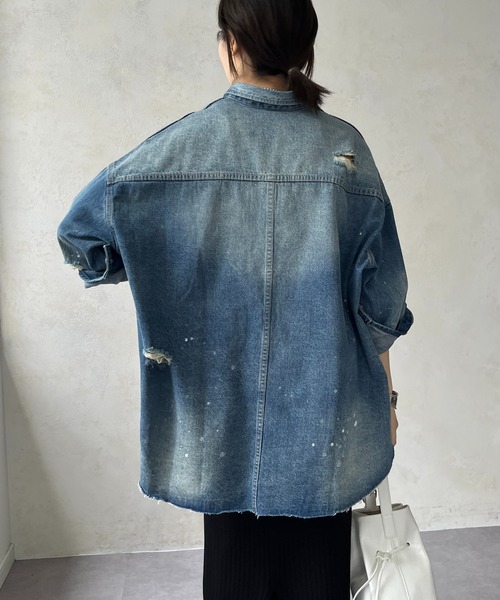 DouDou（ドゥドゥ） ブラウス シャツ 「新色追加」ダメージデニム