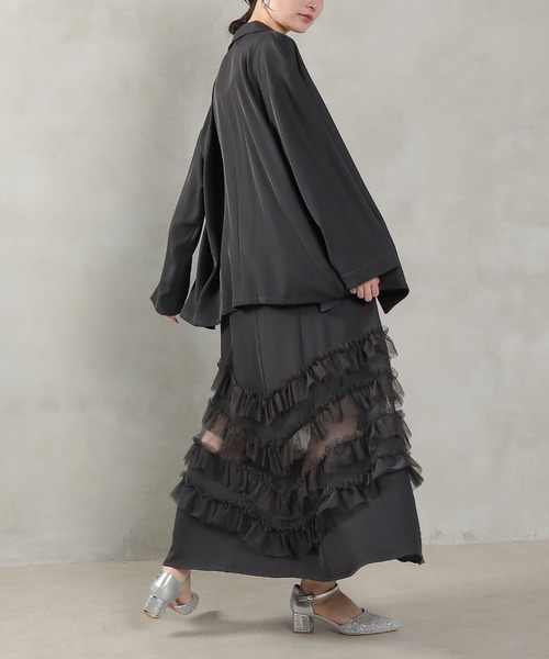 Kana ドレス 裾フリルキャミワンピース オーバーサイズジャケット 2点