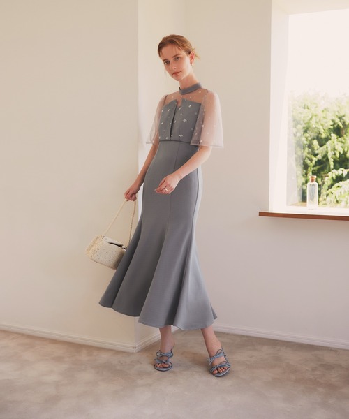 Leja（レジャ） ドレス 「LEJA」花柄ストーンスパンコールチュール