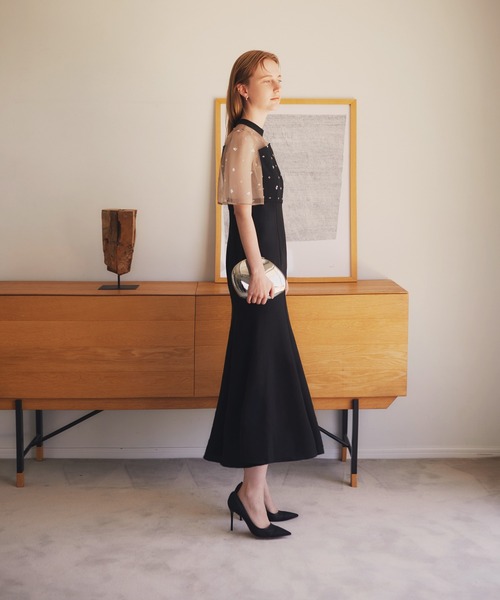 Leja（レジャ） ドレス 「LEJA」花柄ストーンスパンコールチュール