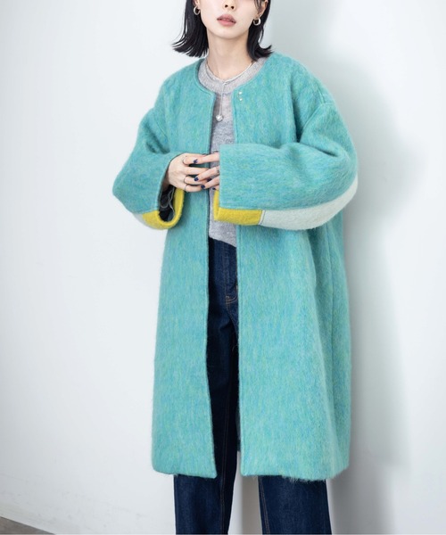 Eimee Law（エイミーロウ） ノーカラーコート コート マーブルシャギー