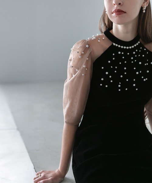 Leja（レジャ） ドレス 「LEJA」シアースリーブパールビジューベロア