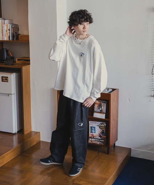 kaoyorinakami tシャツ punch circle long tee / パンチサークルロンT