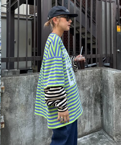 SOUNDSGOOOOD（サウンズグッド） tシャツ 「SG」ボーダーレイヤード