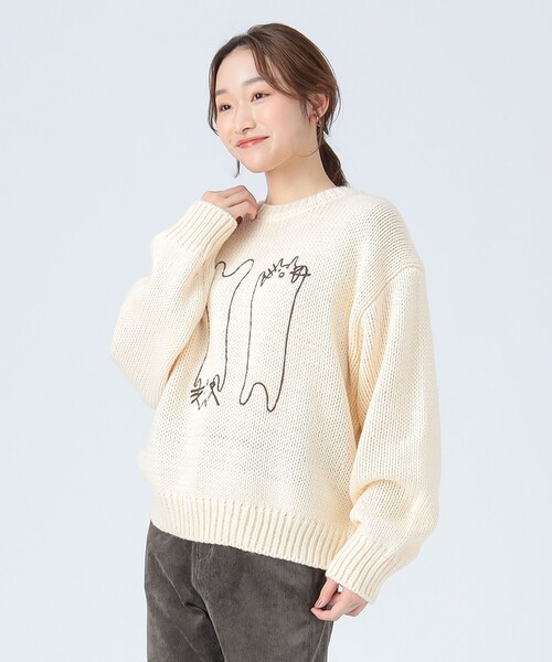 BEAMS HEART（ビームス ハート） ニット セーター アートネコ 刺繍