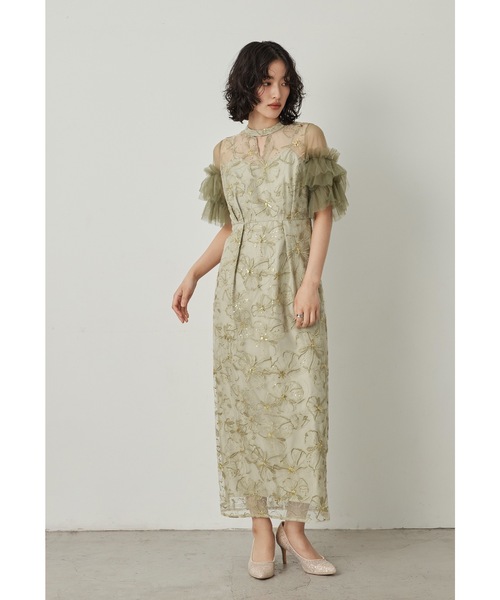 niana（ニアナ） ドレス スパンコール刺繍レースドレス キーホール