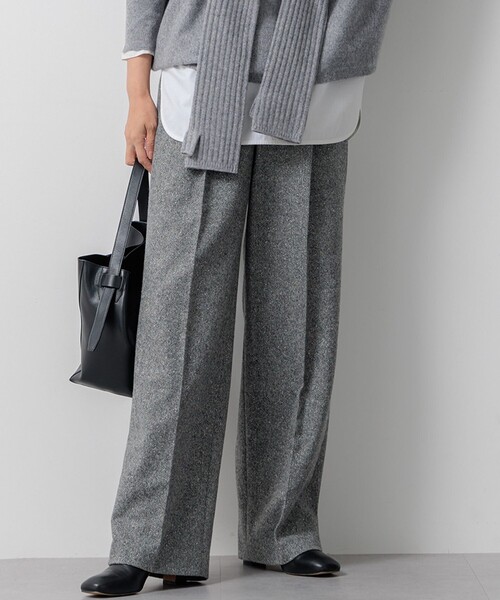 パンツ シルクネップヘリンボーン ワイドパンツ レディース : ZOZOTOWN