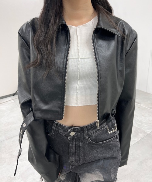 レザージャケット ライダース クロップドシングルライダースジャケット