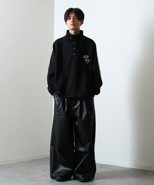 Nilway（ニルウェイ） スラックス 2タックPUレザーワイドフレア袴