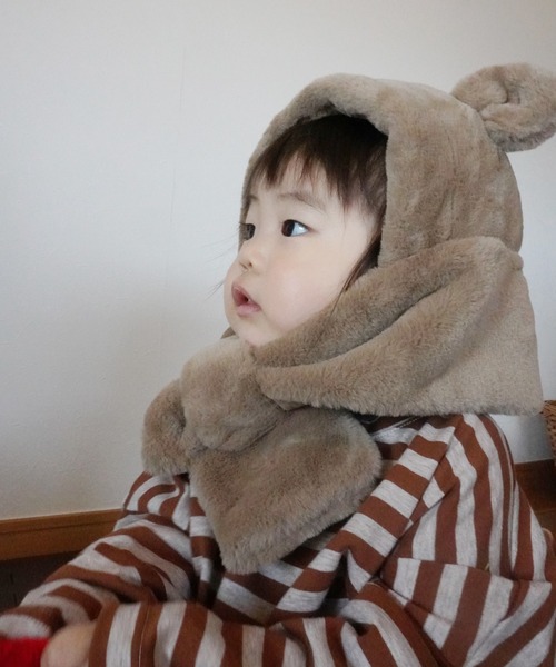 Port（ポート） マフラー ふわふわ くま 耳付き フード ファー