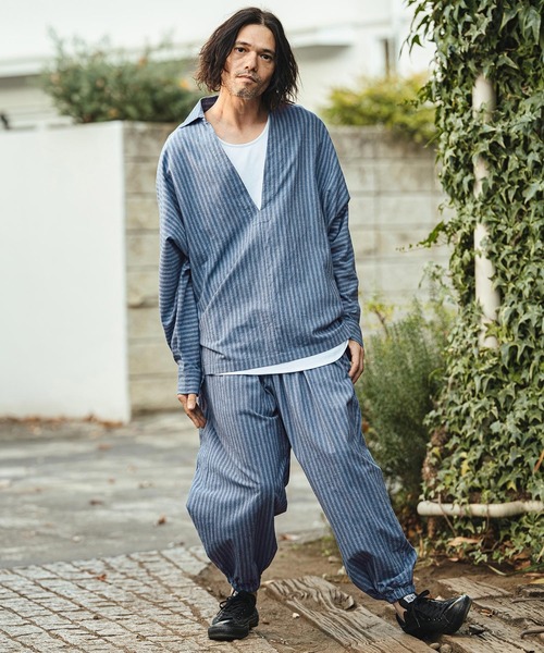 CAMBIO（カンビオ） パンツ mp14479- コットンリネンストライプ